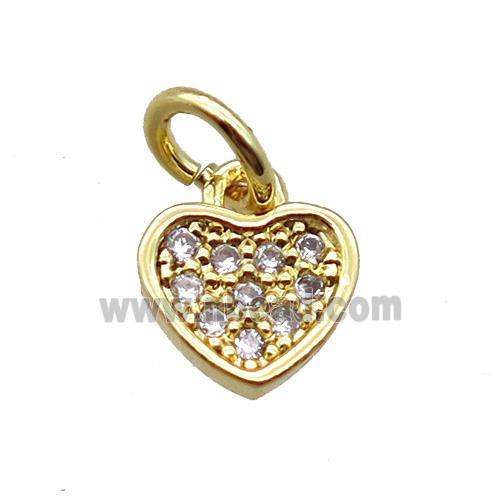 copper heart pendant paved zircon, gold plated