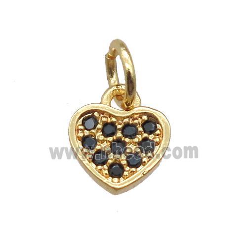 copper heart pendant paved zircon, gold plated