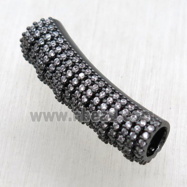 copper tube beads paved zircon, black plated