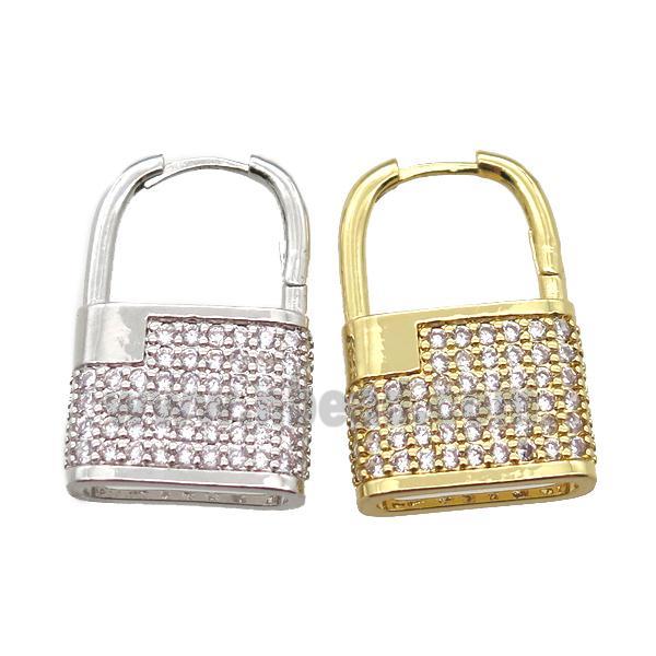 copper Lock Latchback Earrings pave zircon, mixed