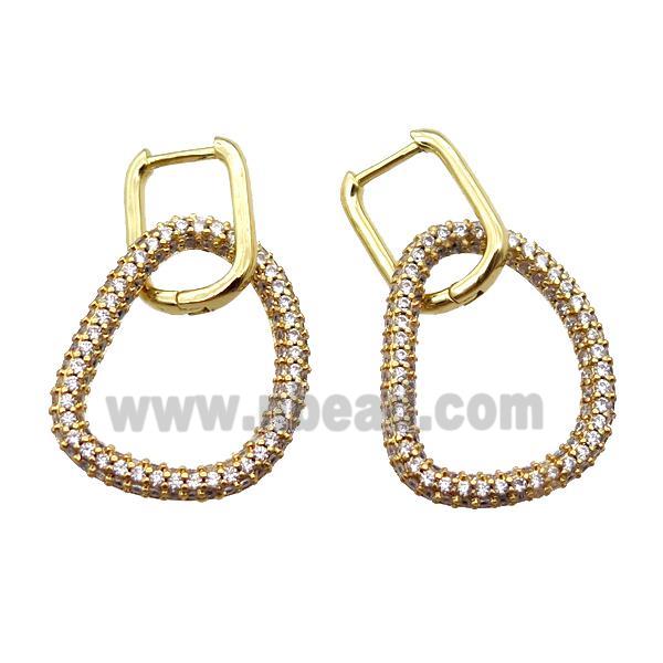 copper Latchback Earrings paved zircon, gold plated