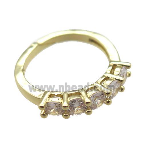 copper Rings pave zircon, Resizable, gold plated