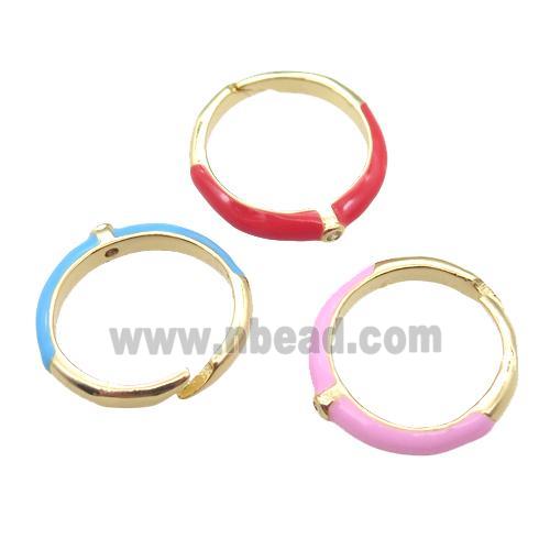 copper Rings with Enameling, mixed, Resizable, gold plated