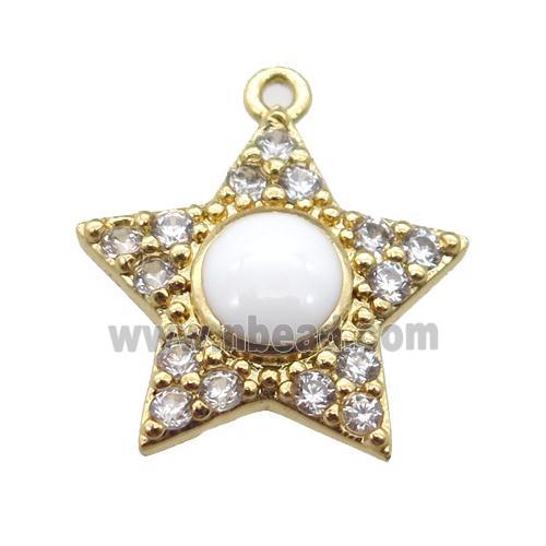 copper star pendant pave zircon, gold plated