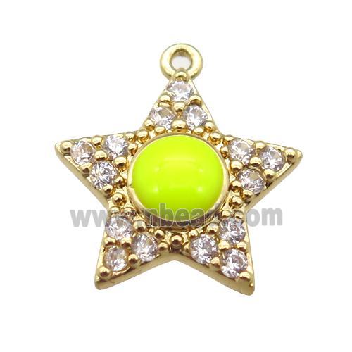 copper star pendant pave zircon, gold plated