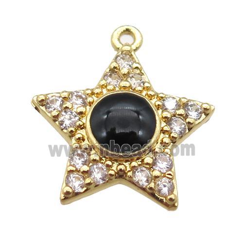 copper star pendant pave zircon, gold plated