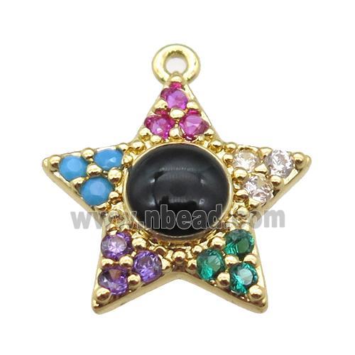 copper star pendant pave zircon, gold plated