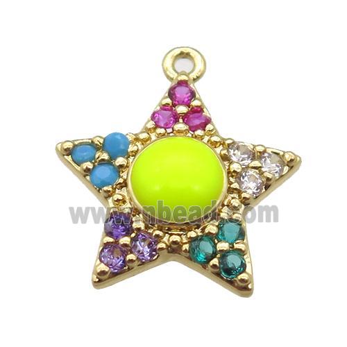 copper star pendant pave zircon, gold plated