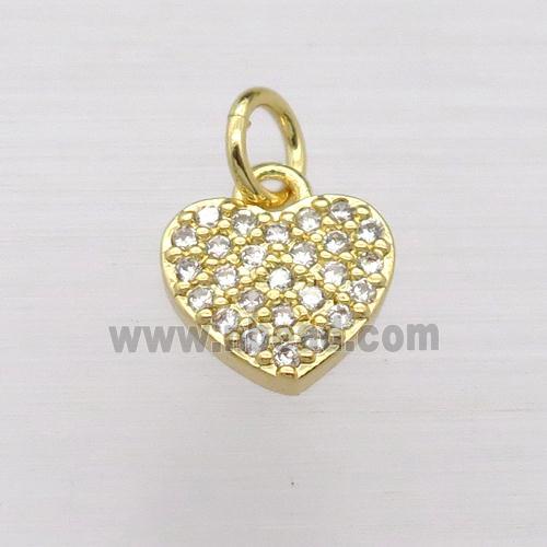 copper heart pendant pave zircon, gold plated