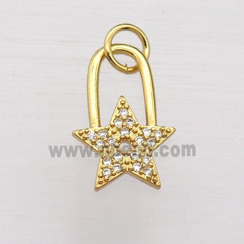 copper star pendant pave zircon, gold plated