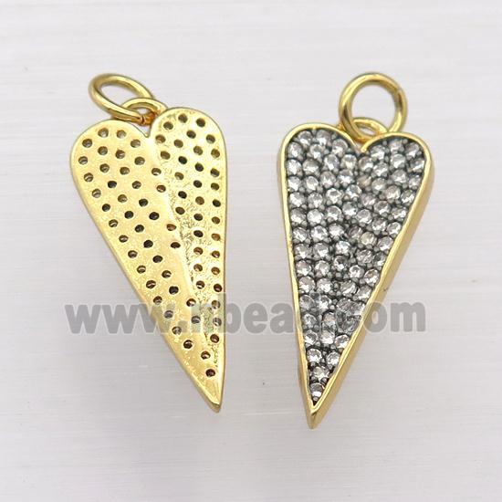 copper dart pendant pave zircon, gold plated