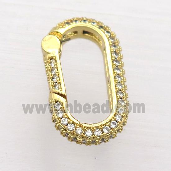 copper Carabiner Lock pendant pave zircon, gold plated