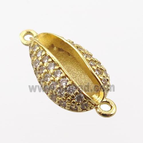 copper connector pave zircon, gold plated