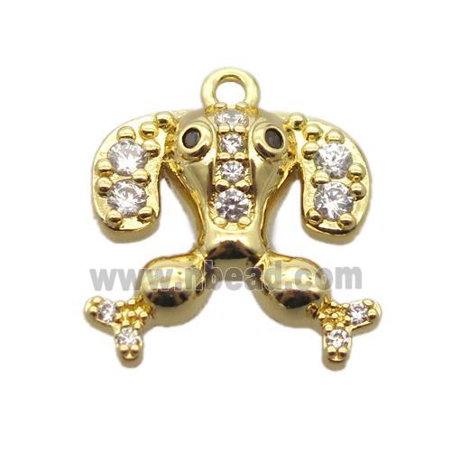 copper dog pendant pave zircon, gold plated