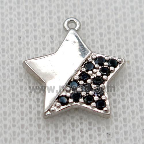 copper star pendant pave zircon, platinum plated