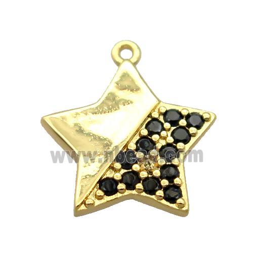 copper star pendant pave zircon, gold plated