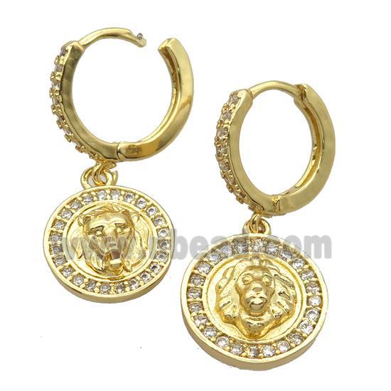 copper Hoop Earrings pave zircon, gold plated