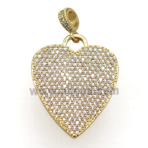 copper heart pendant pave zircon, gold plated