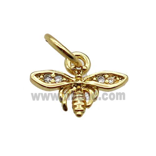 copper honeybee pendant pave zircon, gold plated