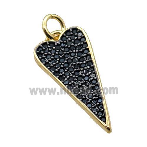 copper dart pendant pave zircon, gold plated