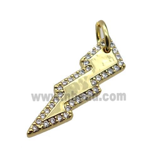 copper lightning pendant pave zircon, gold plated