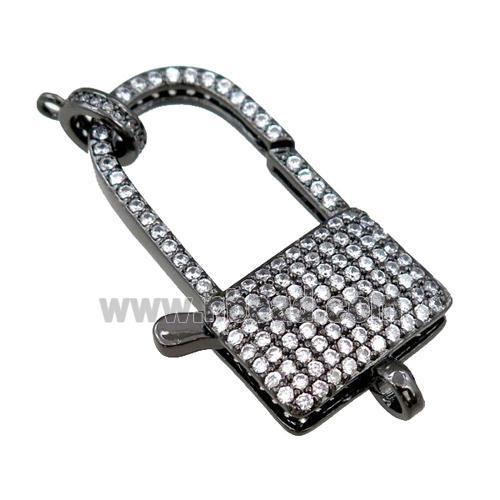 copper Carabiner Clasp paved zircon, black plated