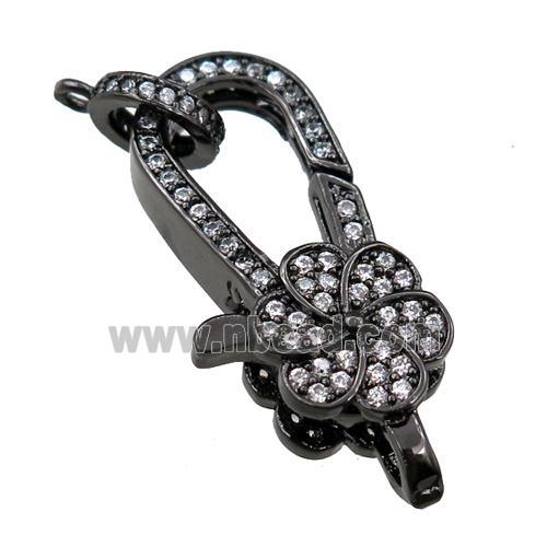 copper Carabiner Clasp paved zircon, black plated