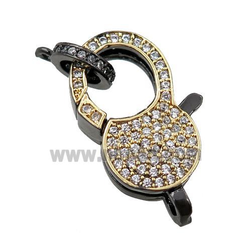 copper Carabiner Clasp paved zircon, gold plated