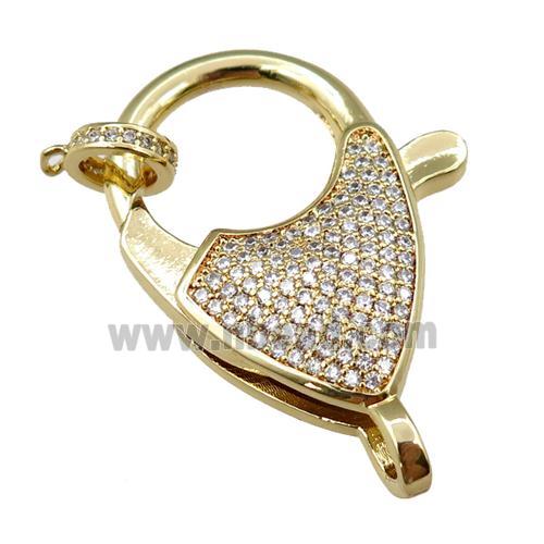 copper Carabiner Clasp paved zircon, gold plated