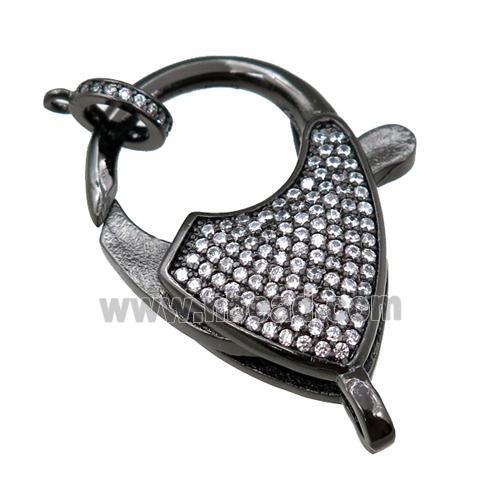 copper Carabiner Clasp paved zircon, black plated