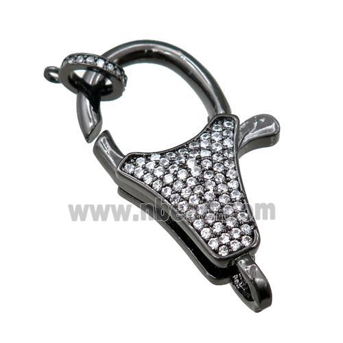 copper Carabiner Clasp paved zircon, black plated