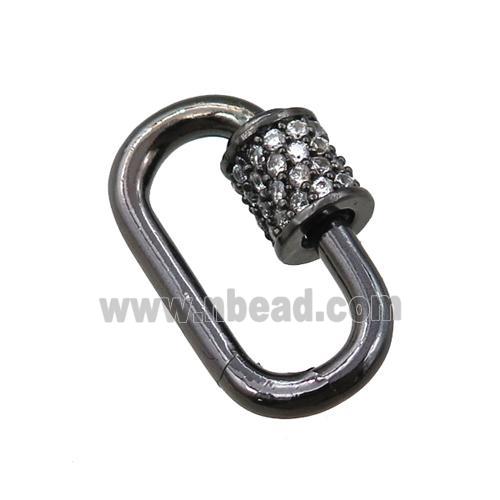 copper Carabiner Clasp paved zircon, black plated