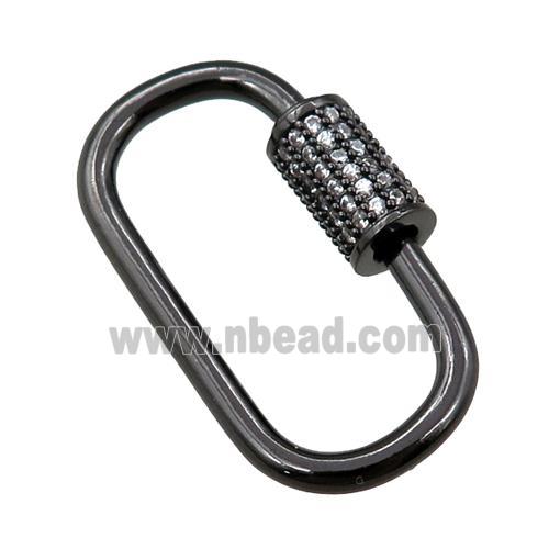 copper Carabiner Clasp paved zircon, black plated