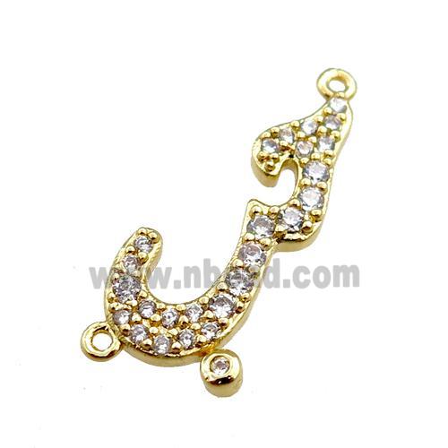 copper pendant pave zircon, gold plated