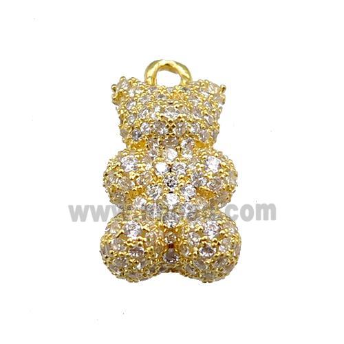 copper bear pendant pave zircon, gold plated