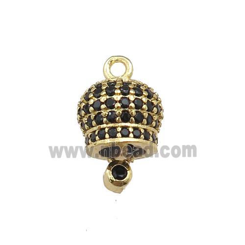 copper bell pendant pave zircon, gold plated