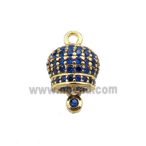 copper bell pendant pave zircon, gold plated