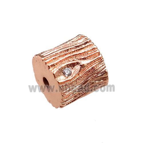 copper tube beads pave zircon, rose gold