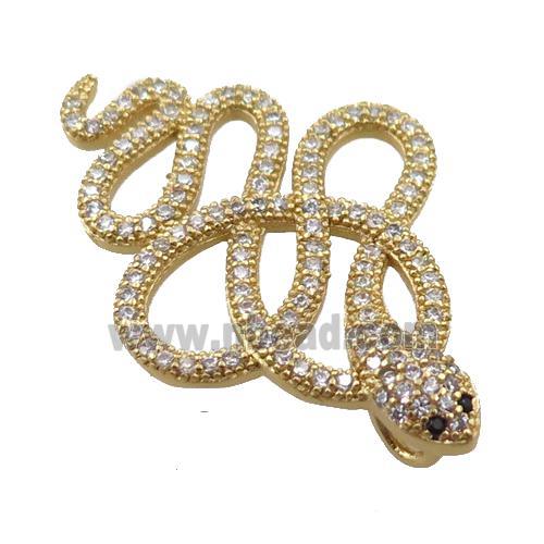 copper snake pendant pave zircon, gold plated