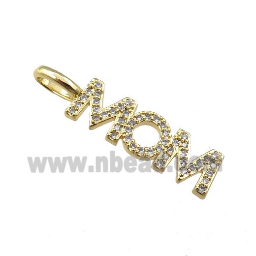 copper MOM pendant pave zircon, gold plated