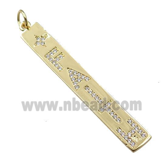 copper letter pendant pave zircon, FAITH, gold plated