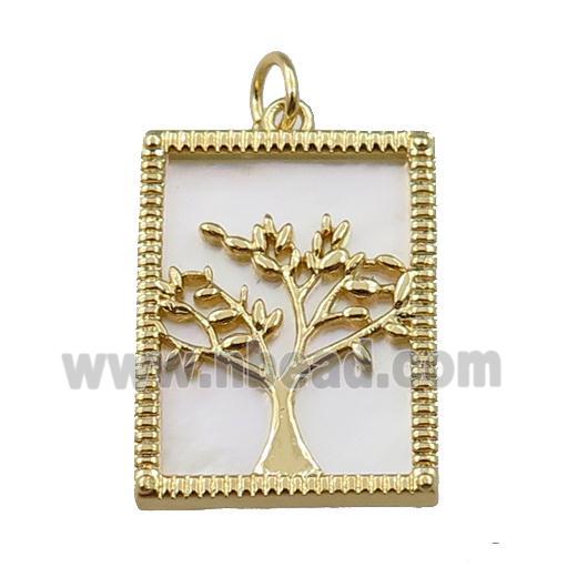 copper Frame pendant with tree of lefe, gold plated