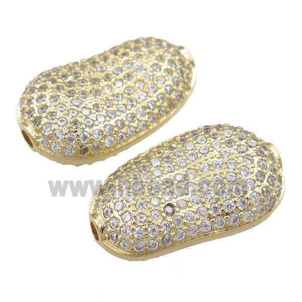 copper peanut beads pave zircon, gold plated