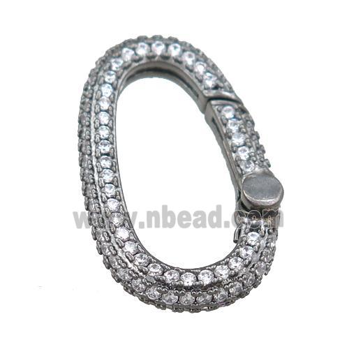 copper Carabiner Clasp pave zircon, black plated