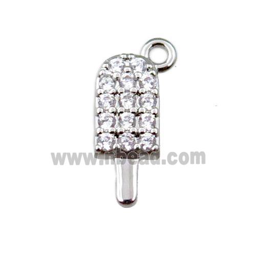 copper icecream pendant pave zircon, platinum plated