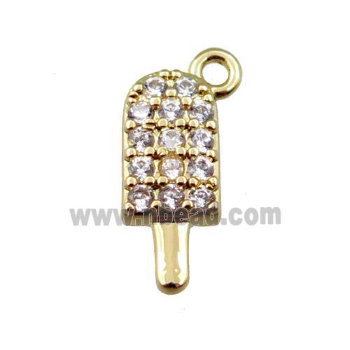 copper icecream pendant pave zircon, gold plated