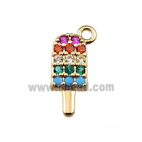 copper icecream pendant pave zircon, gold plated