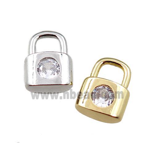 copper Lock pendant pave zircon, mixed