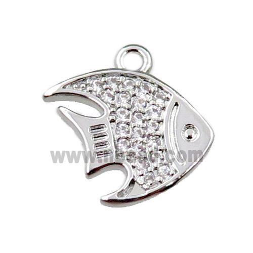 copper goldfish pendant pave zircon, platinum plated