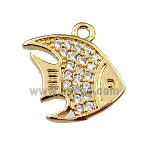 copper goldfish pendant pave zircon, gold plated